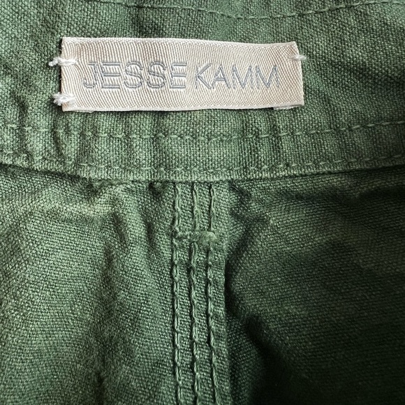 Jesse Kamm Sailor Pants High Rise Wide Leg Button Fly Olive Green Organic Cotton - Picture 6 of 13
